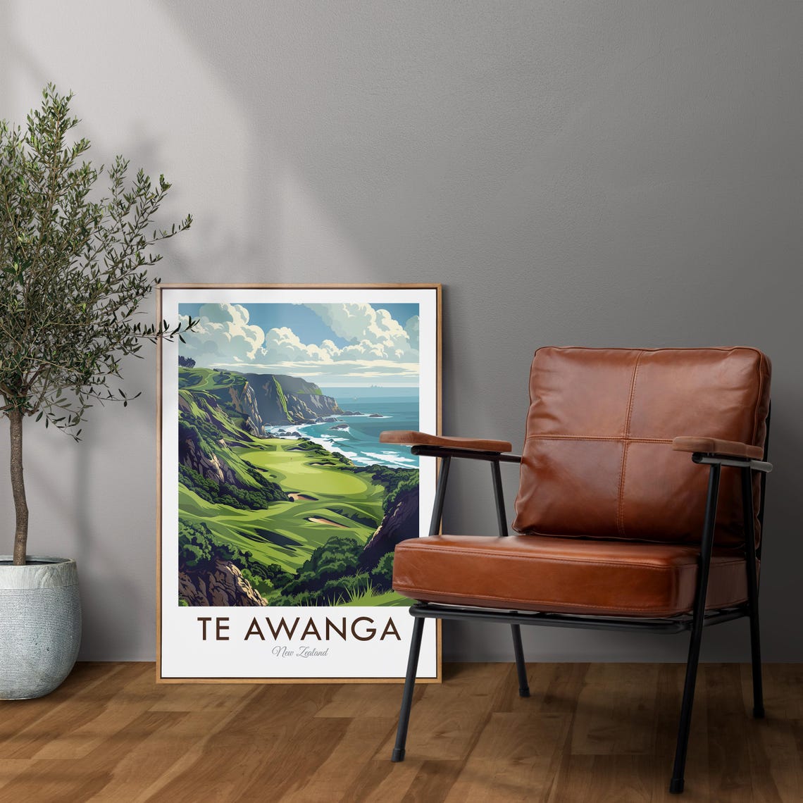 Te Awanga New Zealand Ocean Links Clifftop Coastal Golf Poster - Image 2