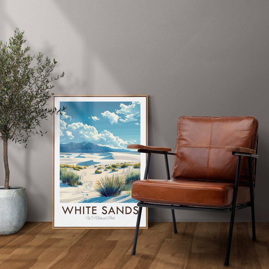 White Sands National Park Gypsum Dunes And Yucca Grass Scene Travel Poster - Image 2