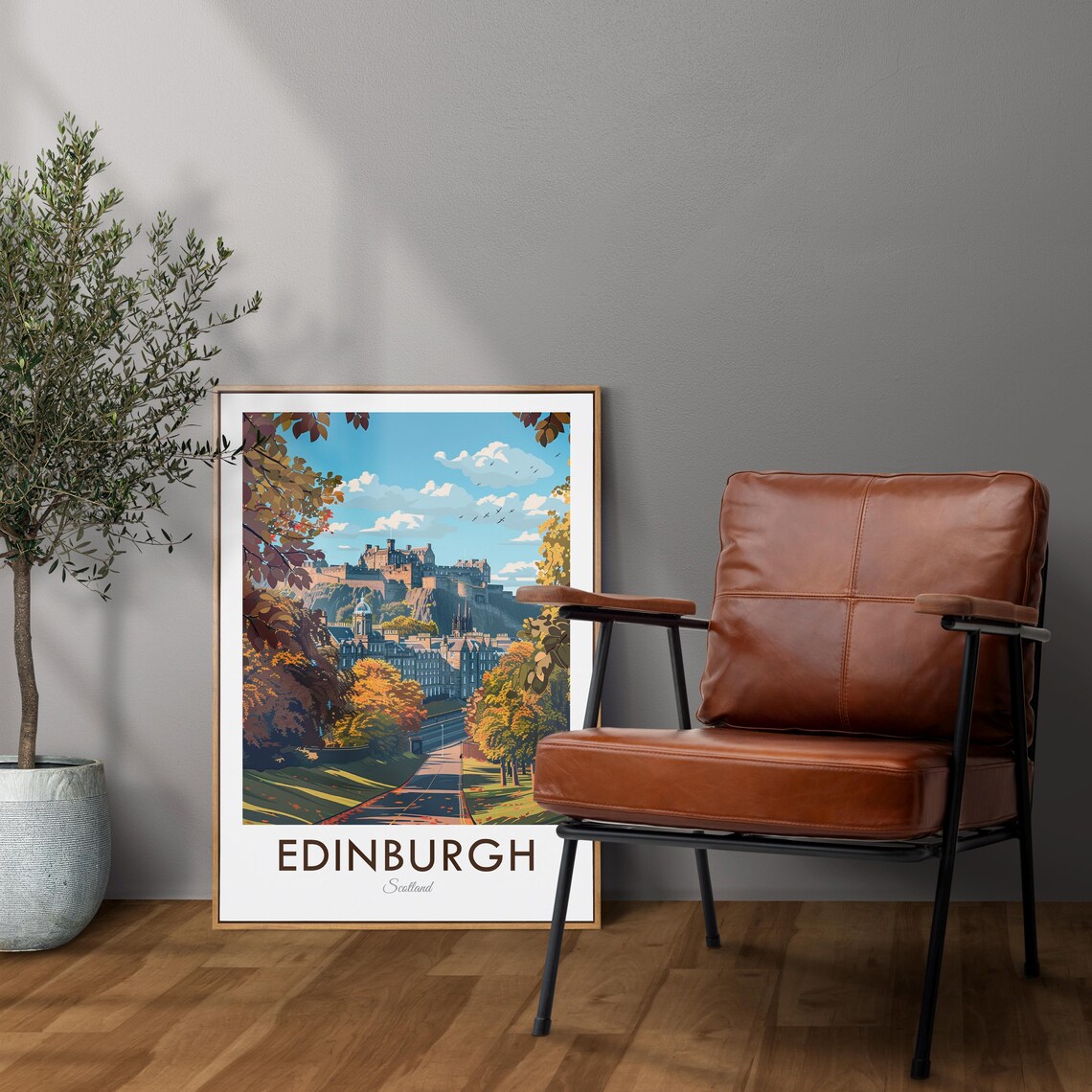 Edinburgh Castle Vintage Style Travel Poster - Image 2