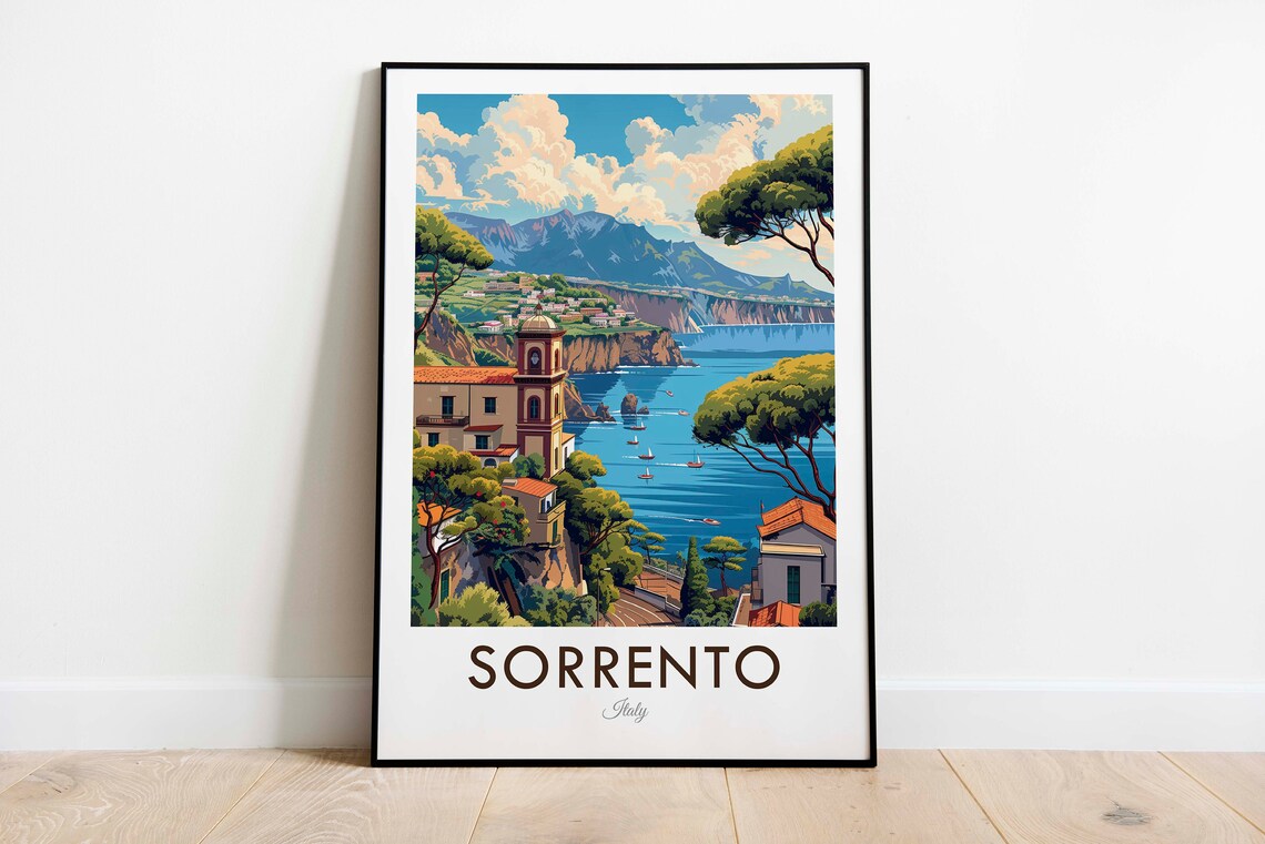 Sorrento Italy Vintage Travel Poster, Home Decor