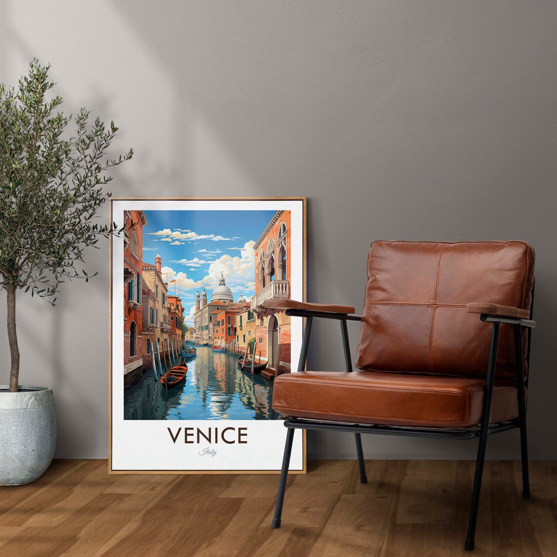 Venice Canals Gondolas Sunset, Vintage Travel Poster - Image 2