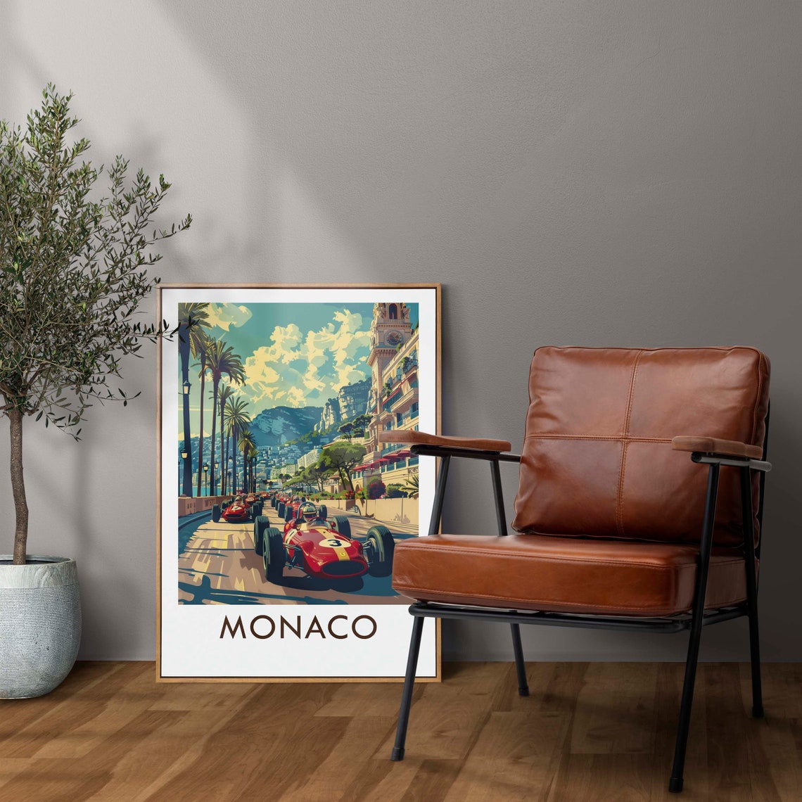 Monaco Grand Prix Street Circuit Race Cars Vintage Motorsport Poster - Image 2