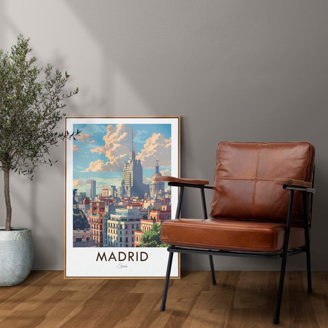 Madrid Spain Historic Skyline Golden Hour Vintage Travel Poster - Image 2