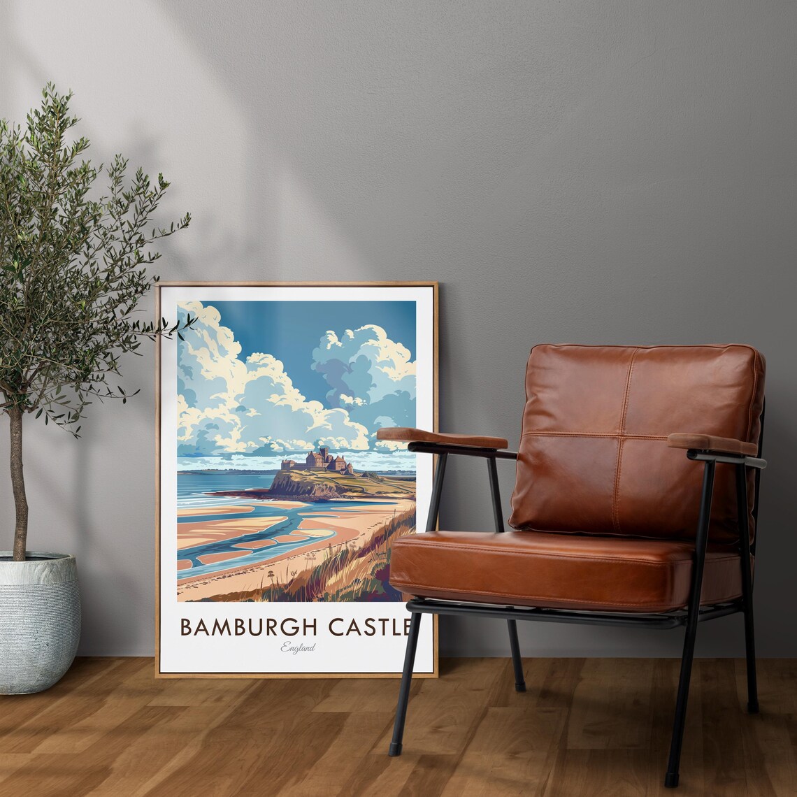 Bamburgh Castle England Coastal Fortress Beach Vintage Travel Poster - Image 2