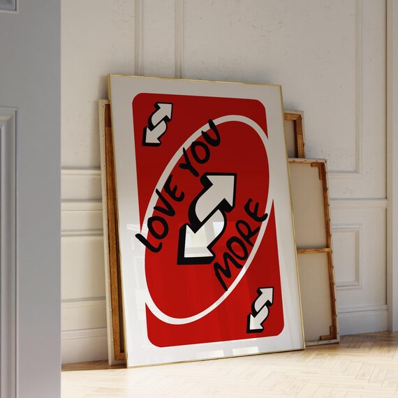 Trendy Love You More Print Red Retro Wall Art Playing Card Poster Vintage Decor