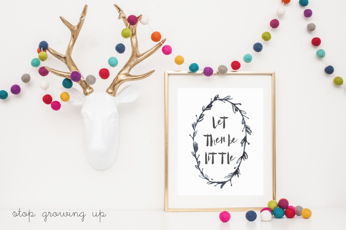 Let Them Be Little Nursery Art Print, Monochrome