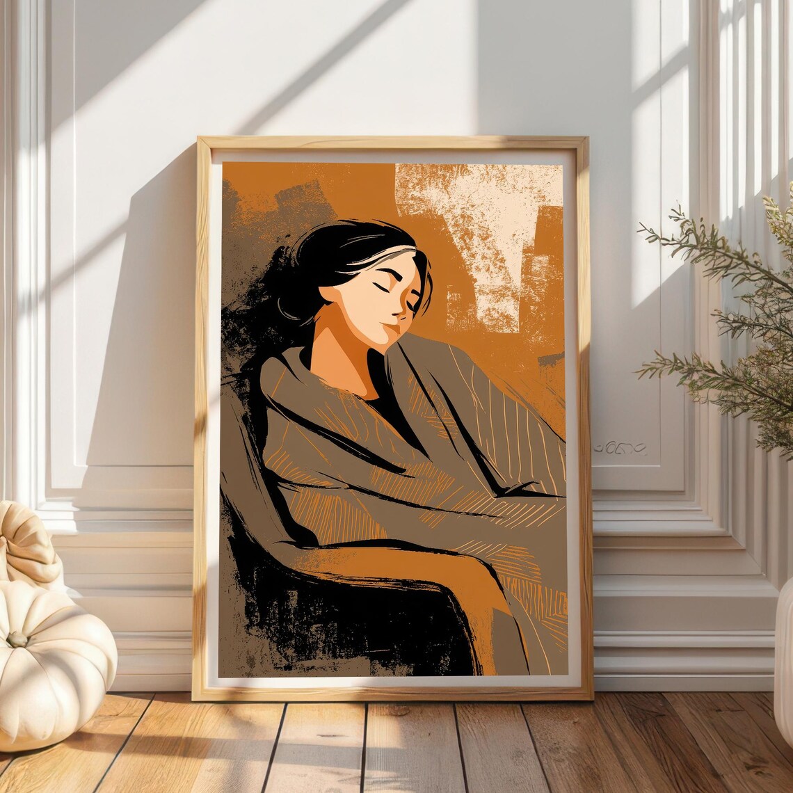 Peaceful Resting Woman, Contemporary Figure Illustration