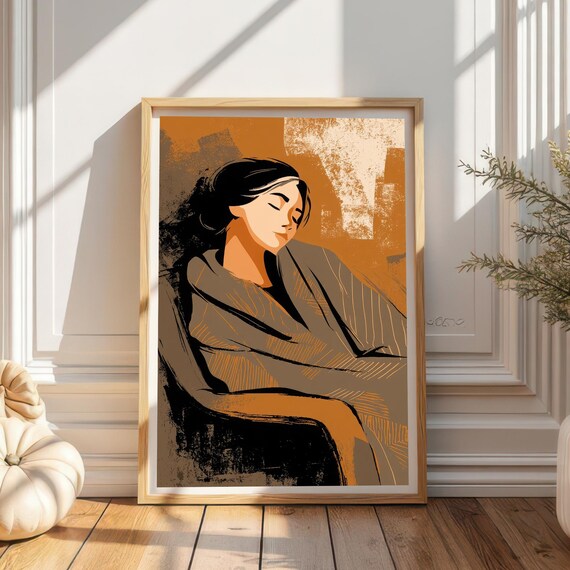 Peaceful Resting Woman, Contemporary Figure Illustration