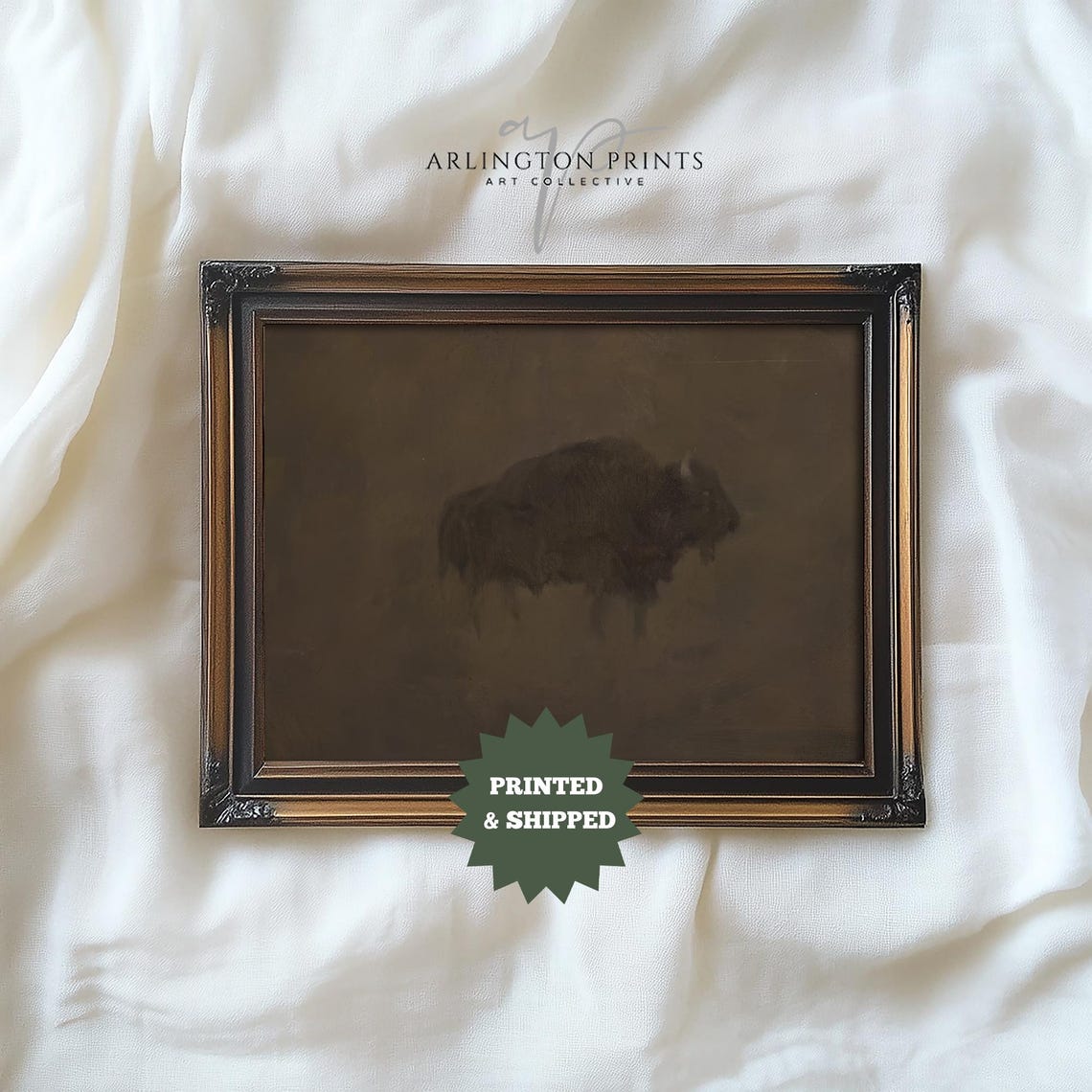 Moody Rustic Buffalo Painting Dark Vintage Southwestern Style Poster - Image 4