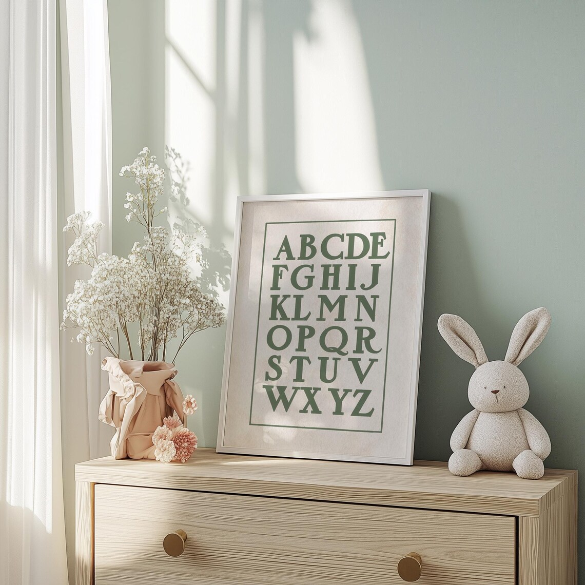 Green Serif Alphabet ABC Vintage Typography Minimalist Poster - Image 4