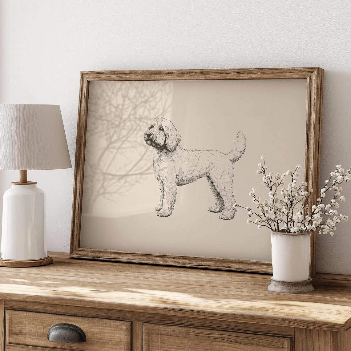 Goldendoodle Line Drawing Minimalist Standing Dog Sketch Poster - Image 4