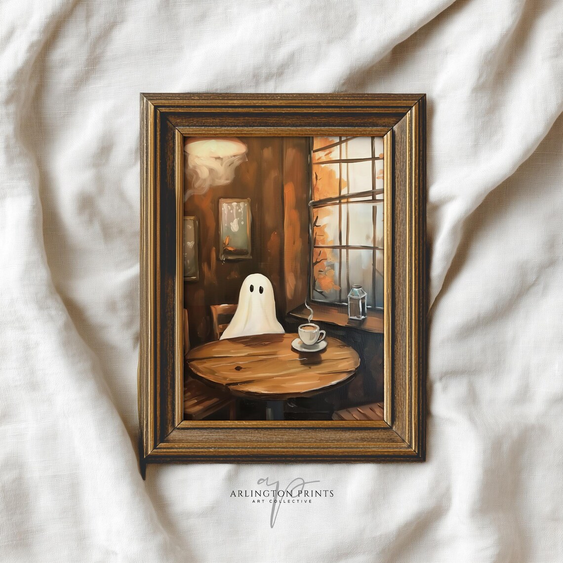 Funny Painting In Coffee Shop Halloween Bar Print