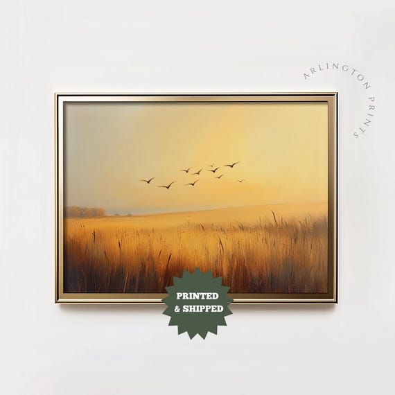 Mailed Print Summer Landscape Painting Moody Country Print Printed And Shipped Vintage Sunset Art Print Rustic Farmhouse Decor Tc11