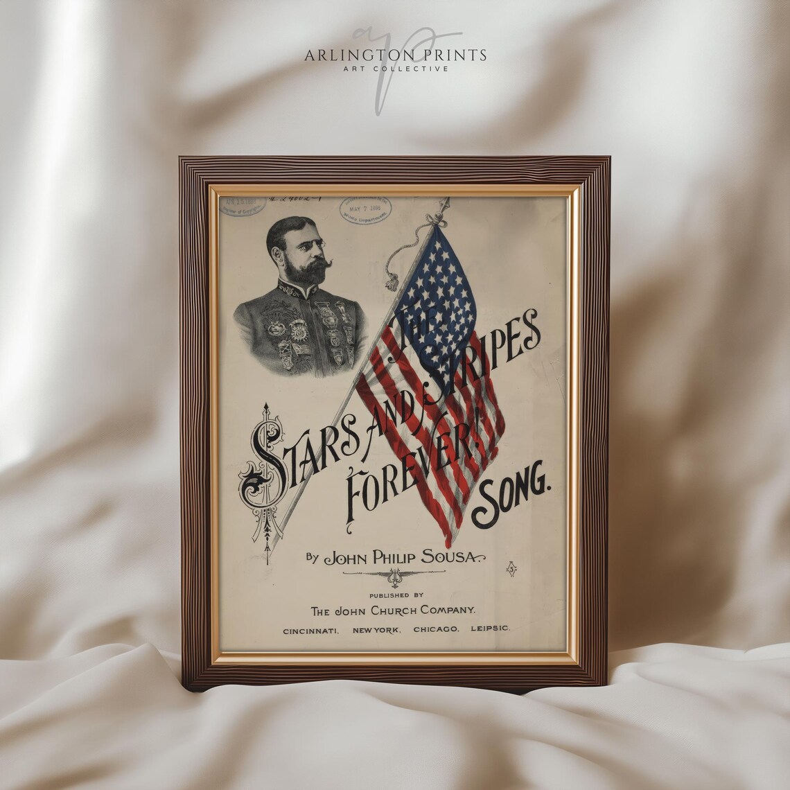 4th of July Vintage Flag Music Cover Art Print