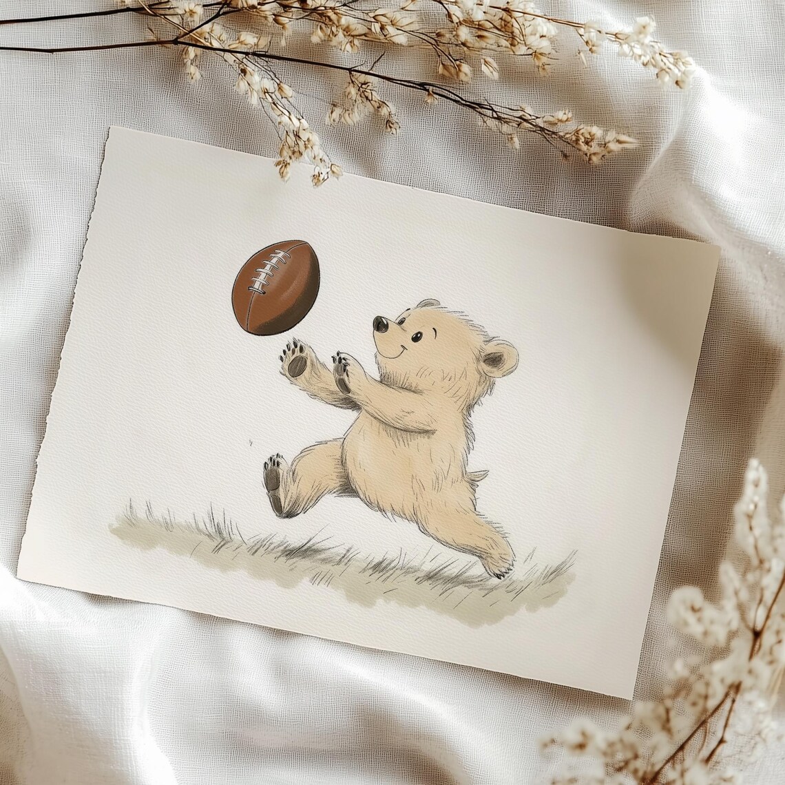 Baby Bear Football Cute Nursery Sports Animal Kids Room Art Poster - Image 4