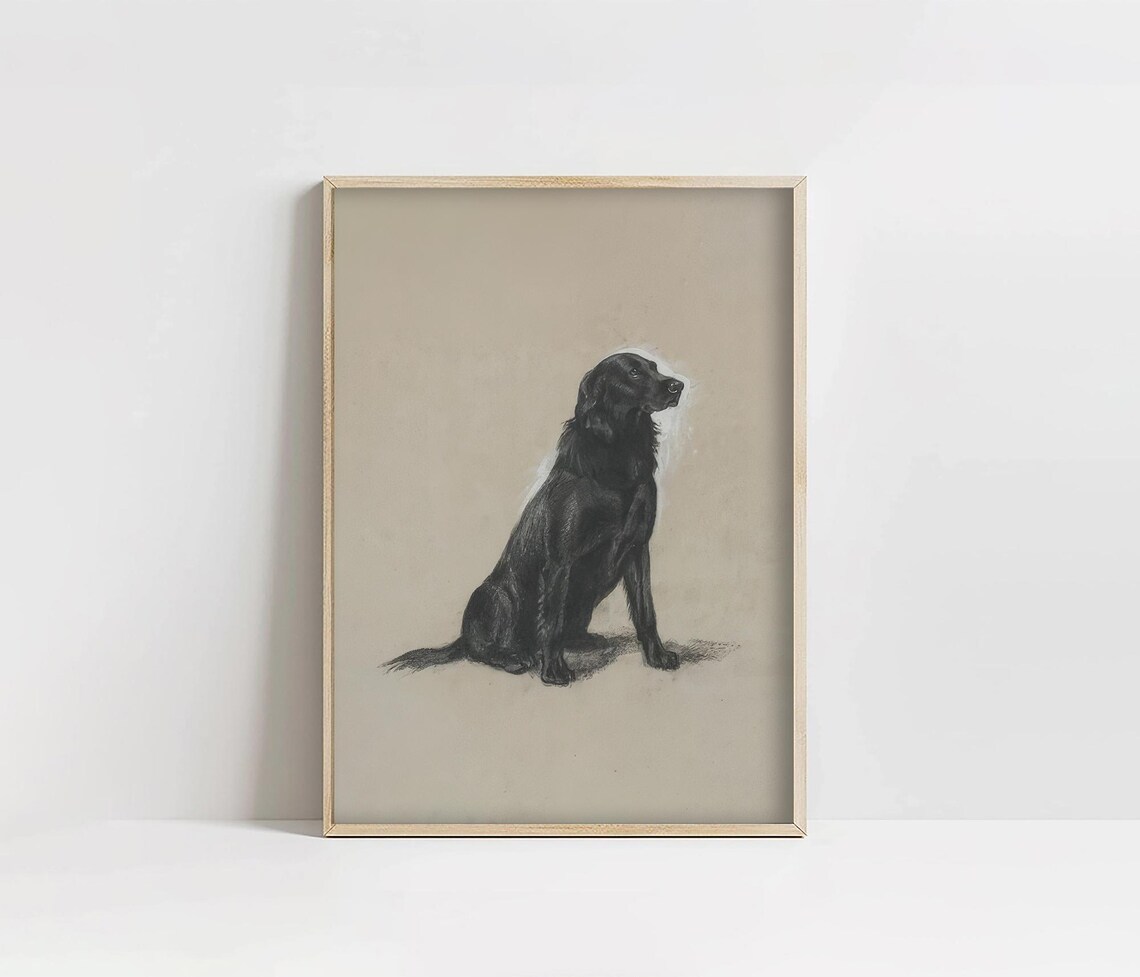 Vintage Black Labrador Dog Art Print, Nursery Decor - Image 4