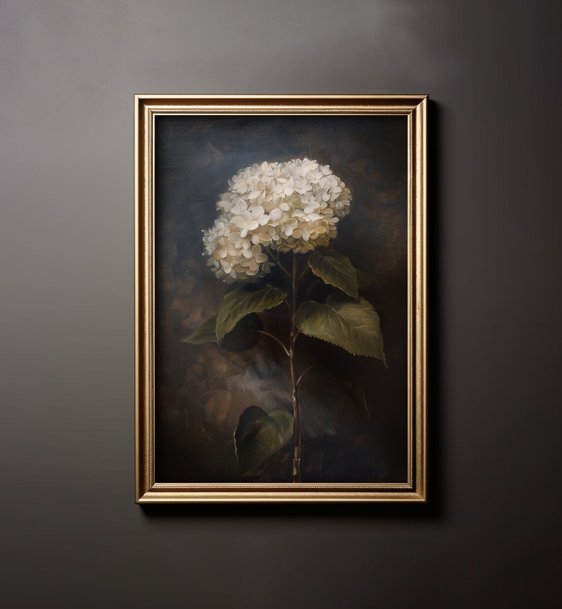Vintage White Hydrangea Flower Painting Art Print
