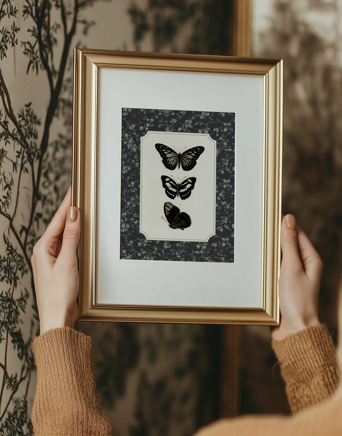 Gothic Black Butterflies Dark Academia Botanical Vintage Poster - Image 6