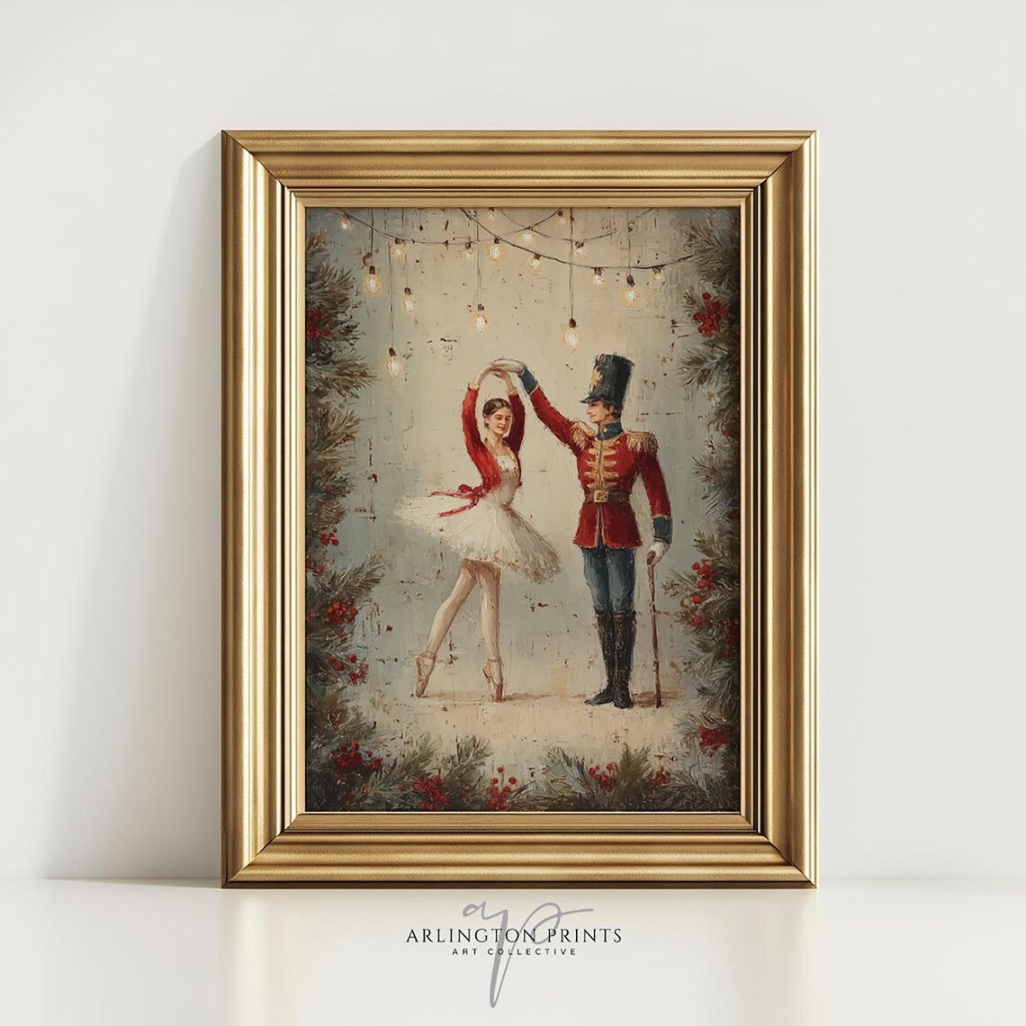 Nutcracker Ballet Dancer Vintage Christmas Holiday Art Poster