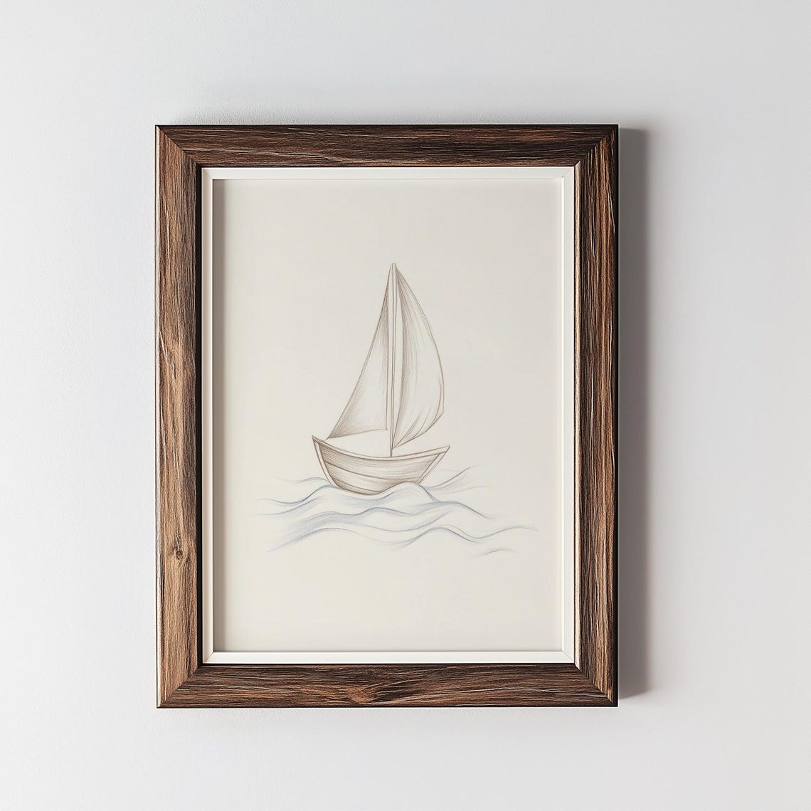 Minimalist Sailboat Sketch On Cream Nursery Nautical Art Poster - Image 3