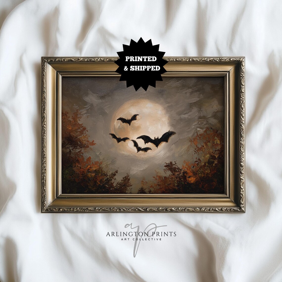 Spooky Halloween Bats Print, Dark Gothic Decor