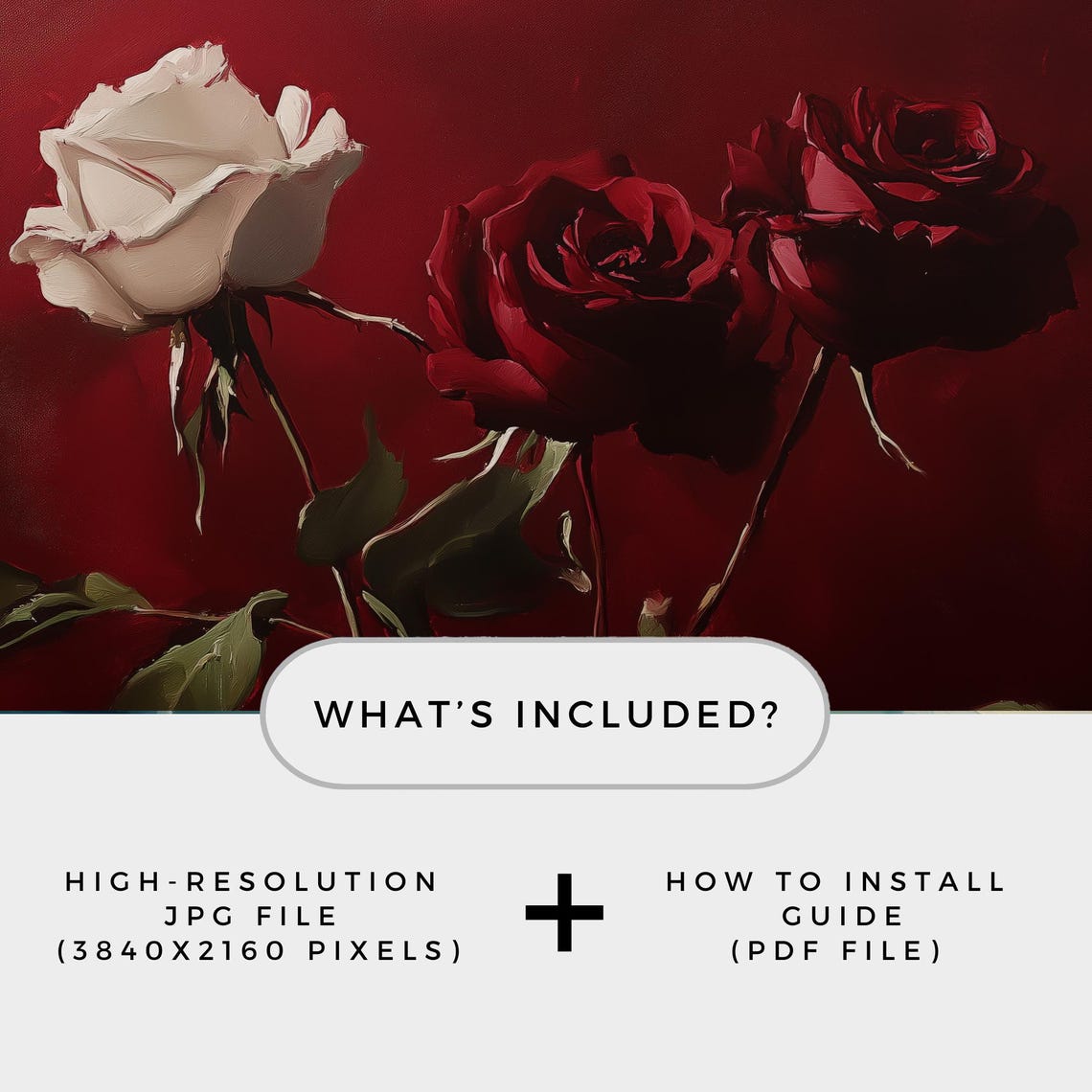 Valentines Frame Tv Art Moody Red Roses Tv Art Vintage Botanical Flowers Oil Painting Farmhouse Romantic Art Painting Screensaver Ta650 - Image 2