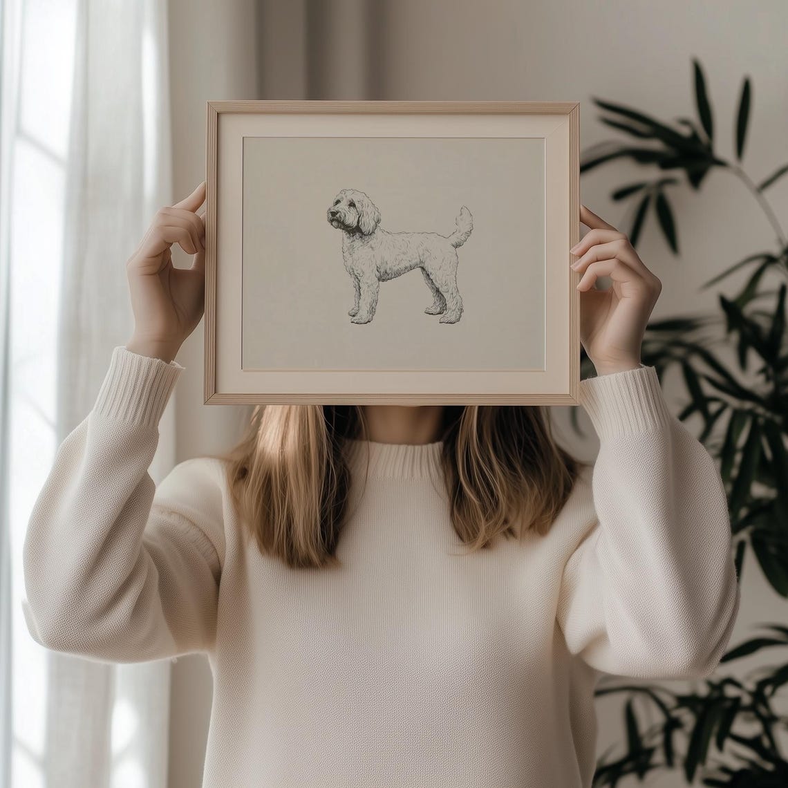 Goldendoodle Line Drawing Minimalist Standing Dog Sketch Poster - Image 2