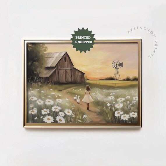 Country Girl With Ducks, Rustic Farmhouse Scene