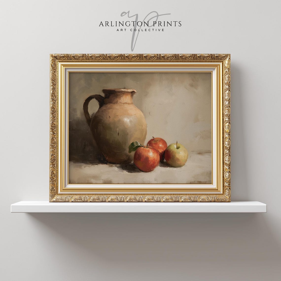 Muted Rustic Kitchen Apples, Vintage Fruit Still Life