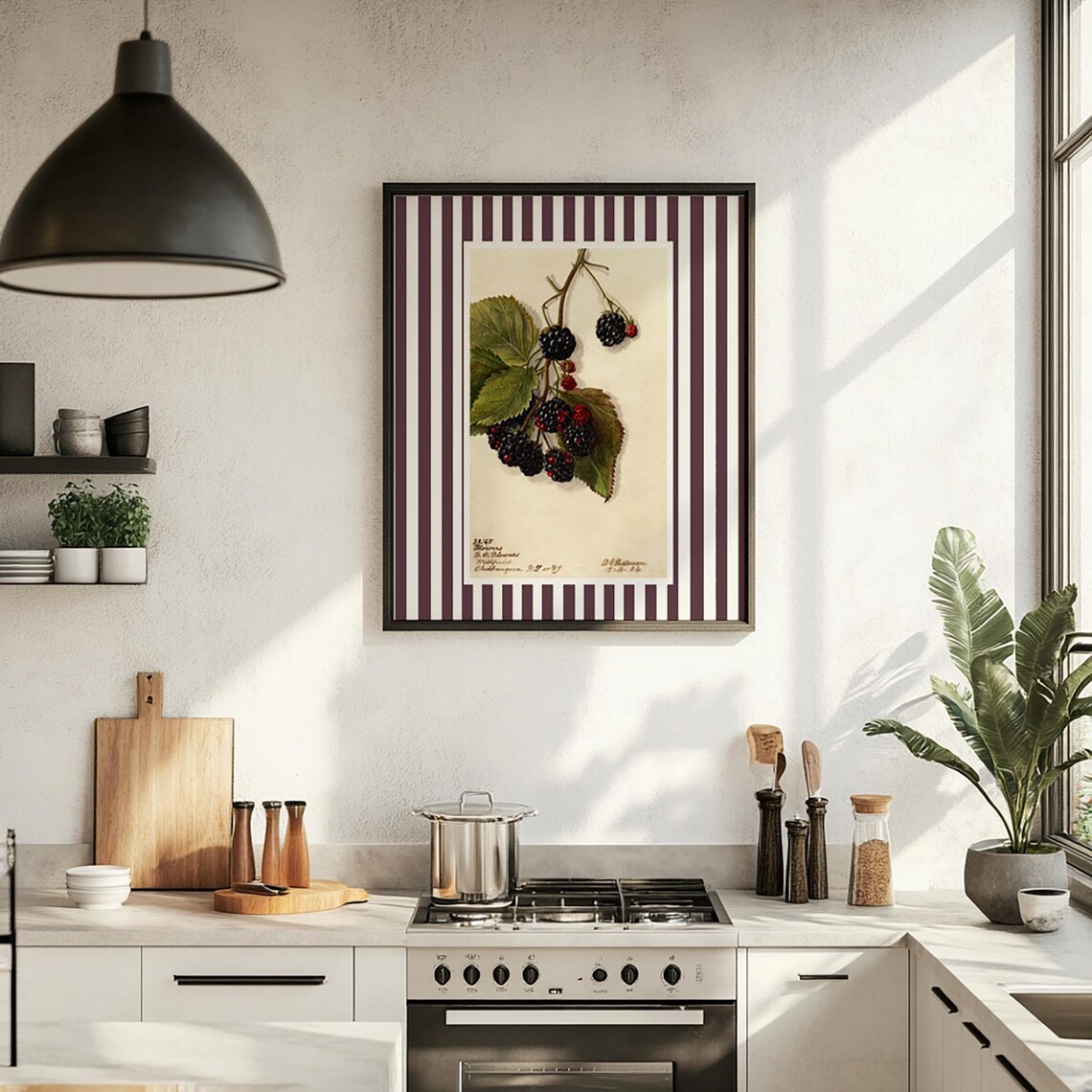 Blackberries Fruit Print Country Kitchen Wall Art Modern Farmhouse Kitchen Print Rustic Kitchen Vintage Minimalistic Art Ca14 - Image 3