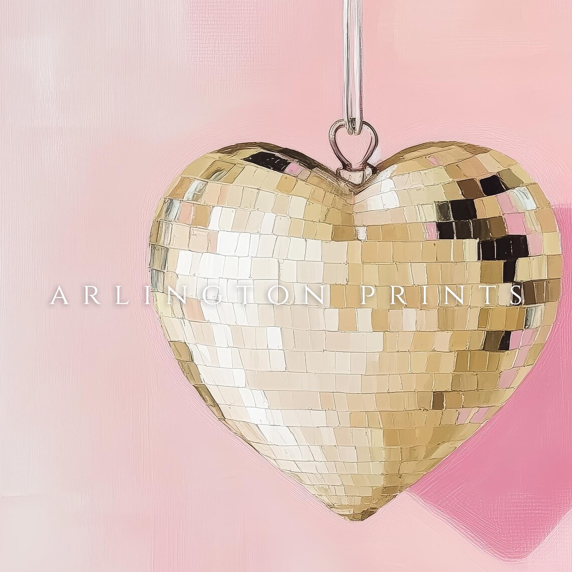 Gold Heart Disco Ball Pink Girly Party Glam Decor Art Poster - Image 2