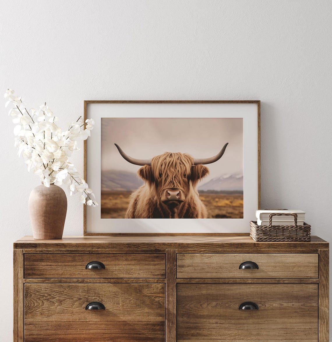 Scottish Highland Cow Close Up Portrait Rustic Farmhouse Poster - Image 2