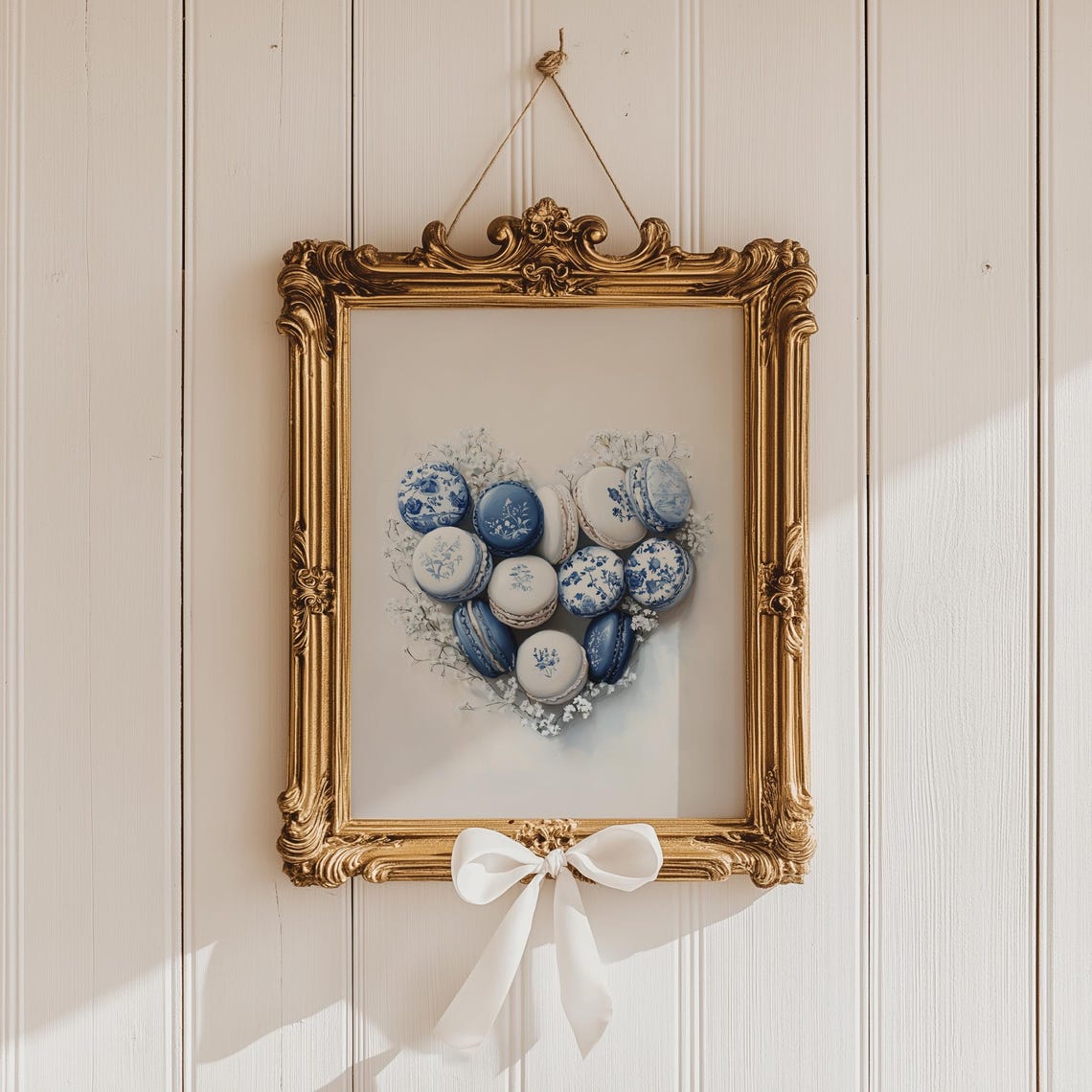 Blue White Floral Macaron Heart Baby Breath Valentine Poster - Image 4