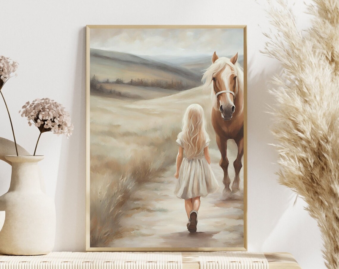 Horse Art for Girls Room, Farmhouse Art Print