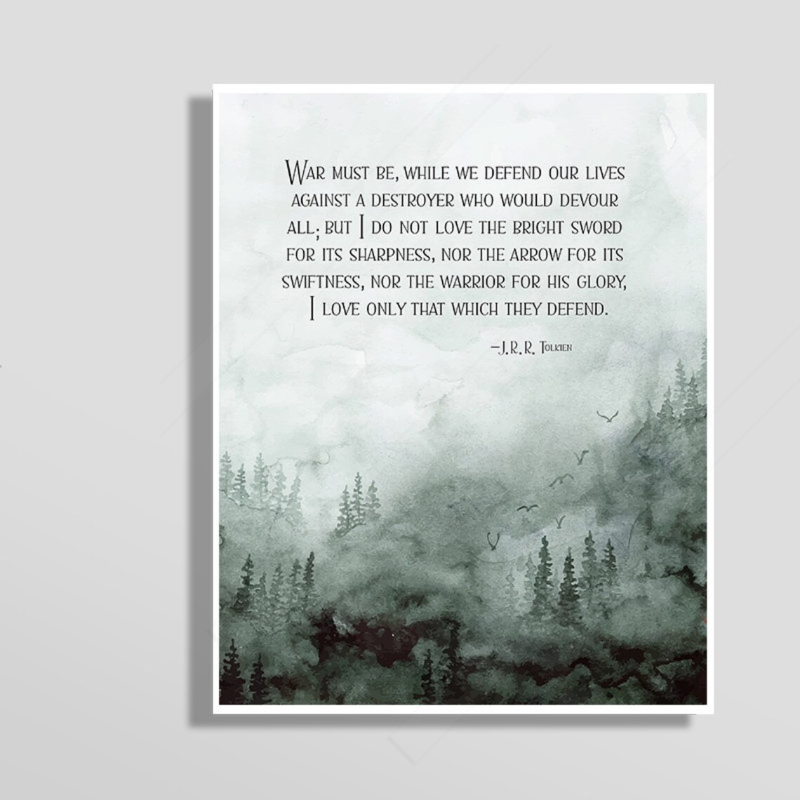 J.R.R. Tolkien Quote Watercolor Wall Art Print