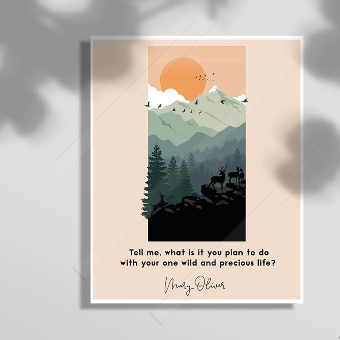 Mary Oliver Wild and Precious Life Quote Art Print