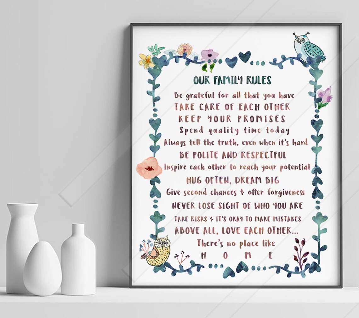 Family Rules Watercolor Art Print for Nursery - Image 2