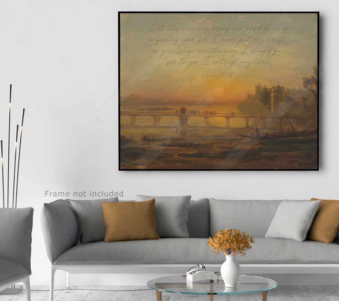 Psalm 1438 Let The Morning Bring Me Word Sunset Scripture Wall Art - Image 2