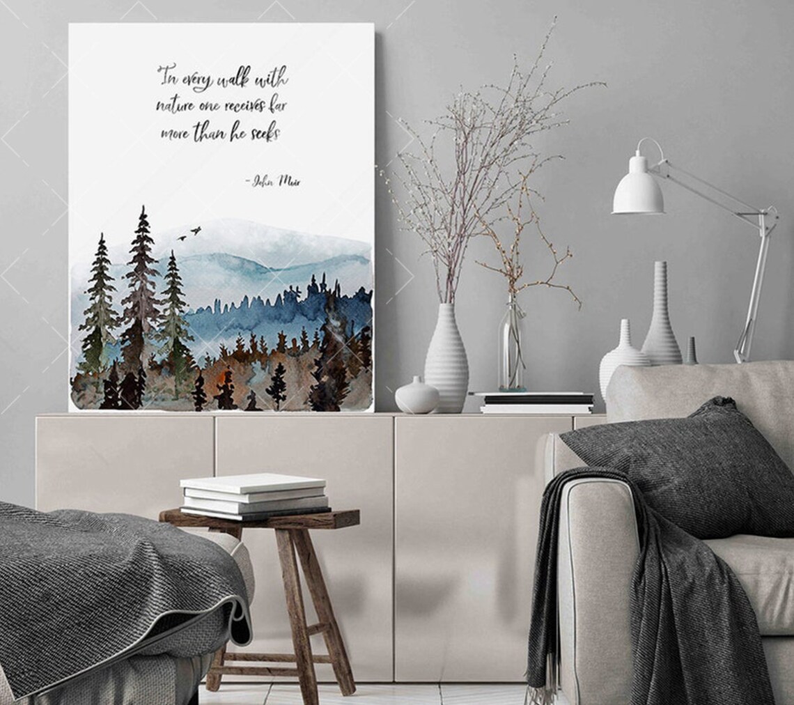 John Muir Nature Quote, Watercolor Poster Print - Image 3