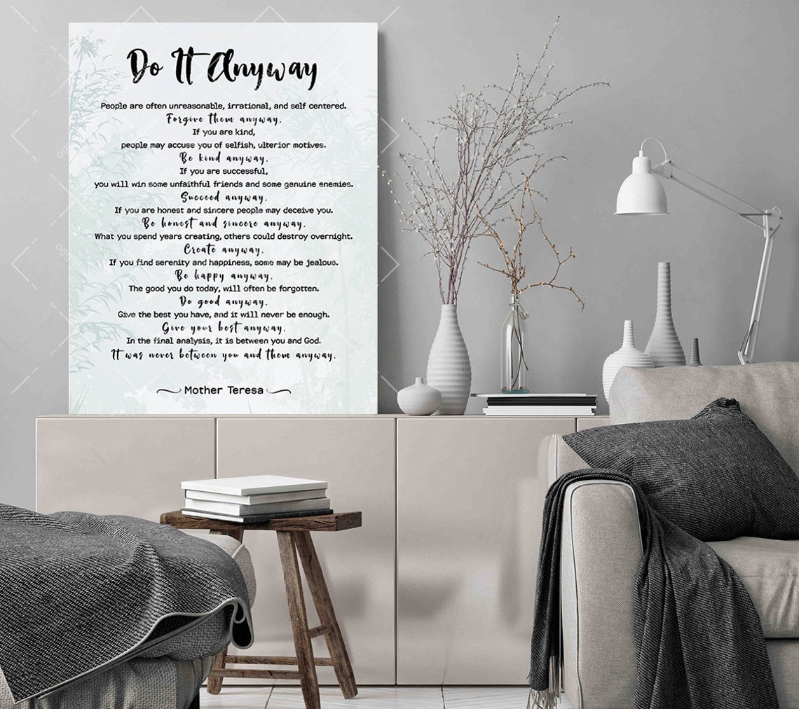 Mother Teresa Do It Anyway Paradoxical Commandments Quote Poster - Image 3