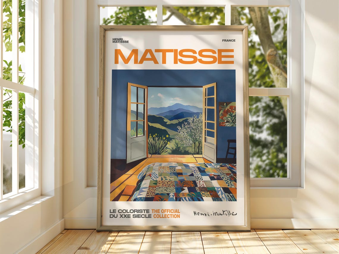 Henri Matisse Style Mountain View Window Quilt Room Art Poster