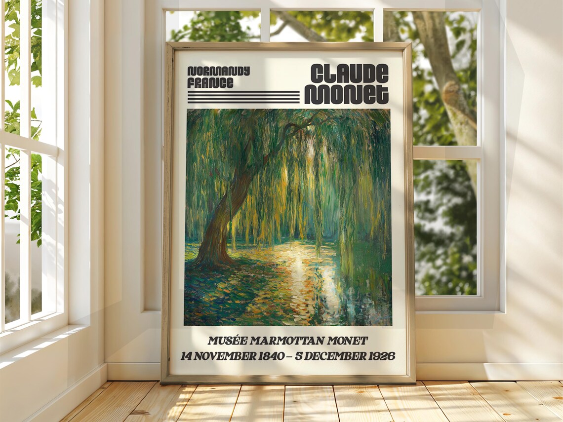 Claude Monet Weeping Willow Normandy Exhibition Classic Gallery Art Poster