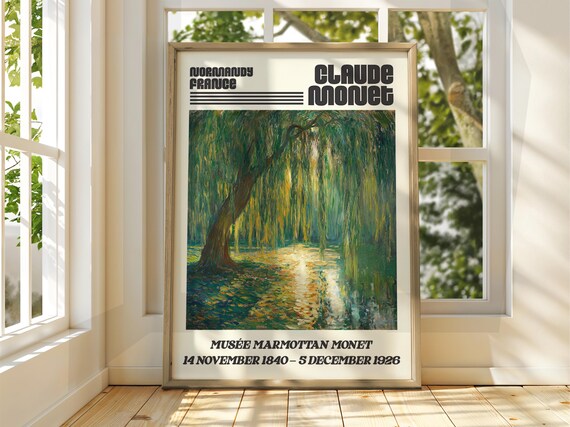 Claude Monet Weeping Willow Normandy Exhibition Classic Gallery Art Poster