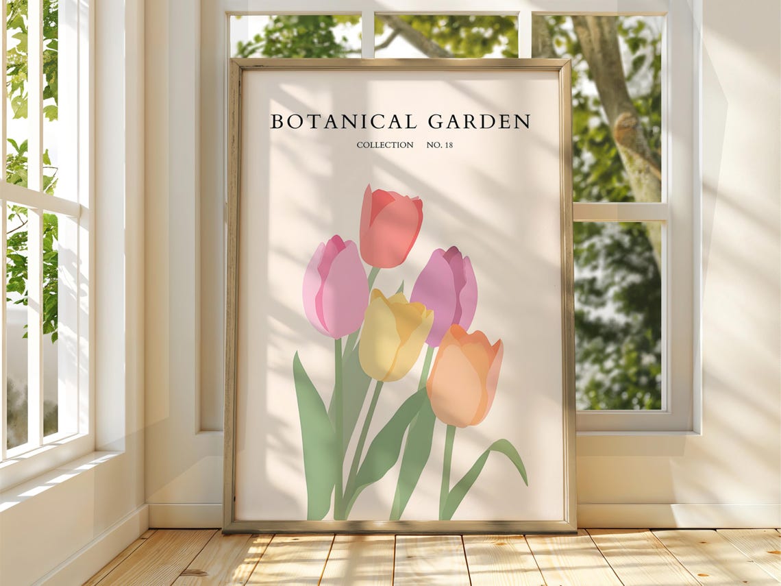 Botanical Garden Collection No 18 Pastel Tulip Spring Flower Poster