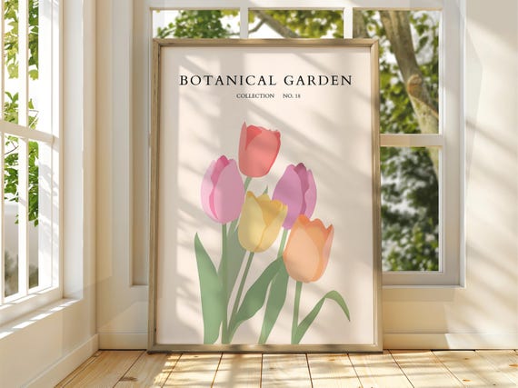 Botanical Garden Poster Exhibition Gallery Print Flower Market Wall Art Floral Pastel Flowers Botanic