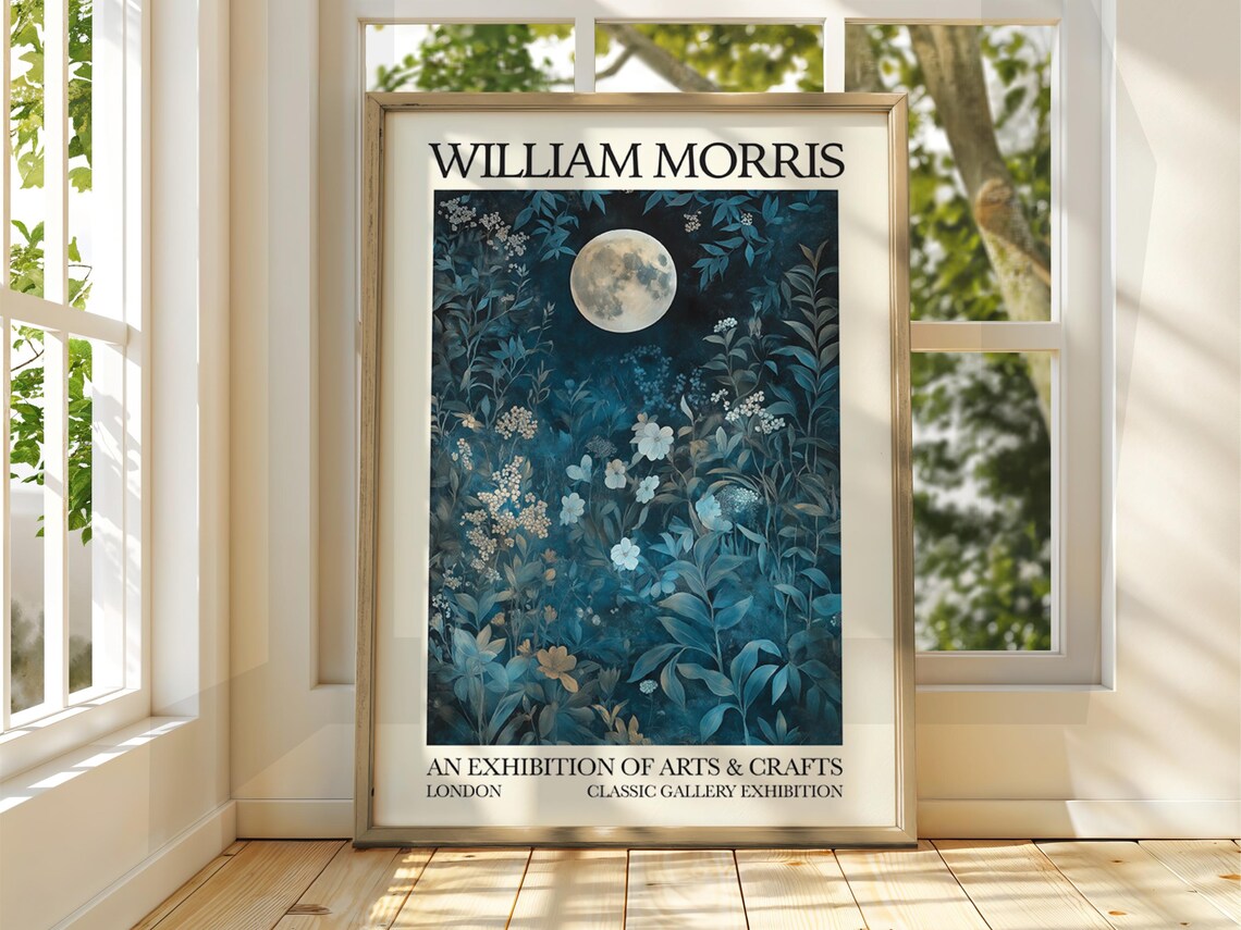 William Morris Style Moon Forest Gallery Poster
