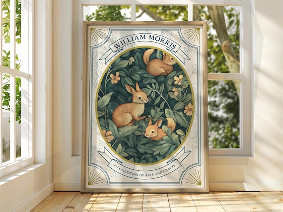 William Morris Style Rabbit Poster Exhibition Gallery Print Wall Art Floral