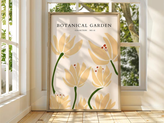 Botanical Garden Poster Exhibition Gallery Print Flower Market Wall Art Floral Pastel Flowers Botanic