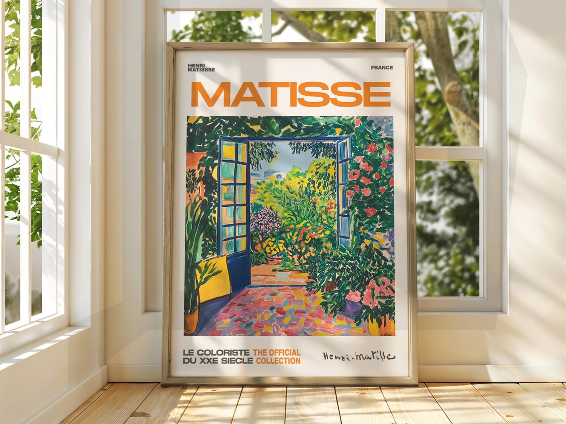 Henri Matisse Style Patio Doors Rose Garden Terrace Art Poster