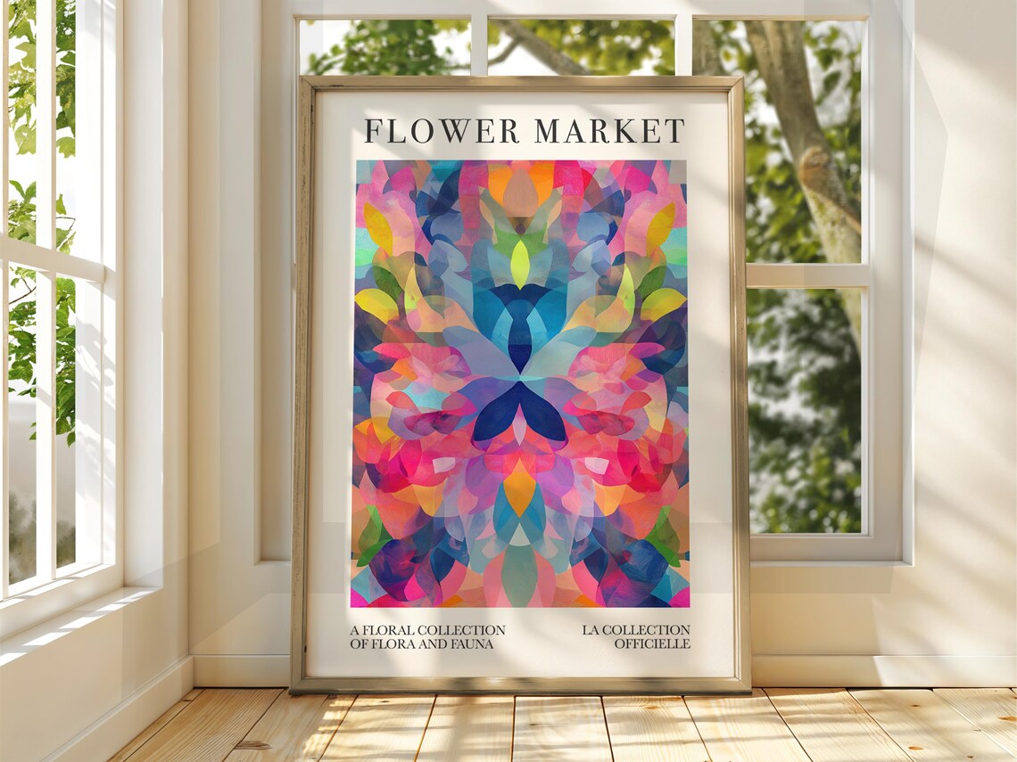 Flower Market Colorful Abstract Petal Mosaic Exhibition Poster